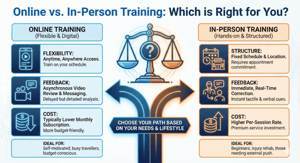 "Online vs. In-Person Training: Which is Right for You?"